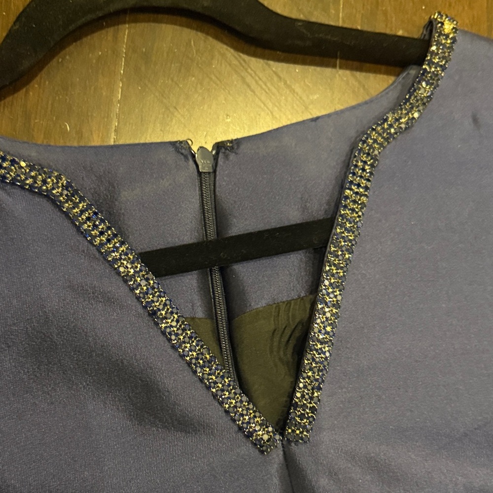 Elegant Midnight Blue Silk Dress - Picture 2 of 12